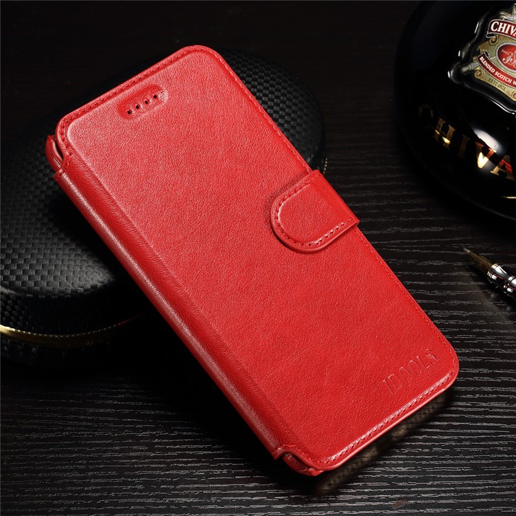 IDOOLS Oil Wax Leather Wallet Stand Case for iPhone 7 Plus - Red-1