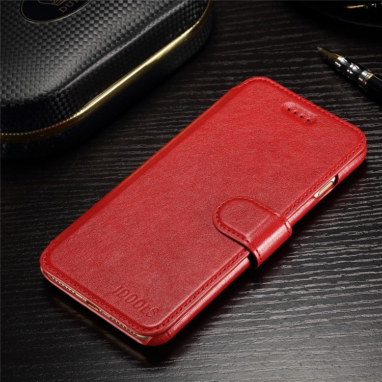 IDOOLS Oil Wax Leather Wallet Stand Case for iPhone 7 Plus - Red-3