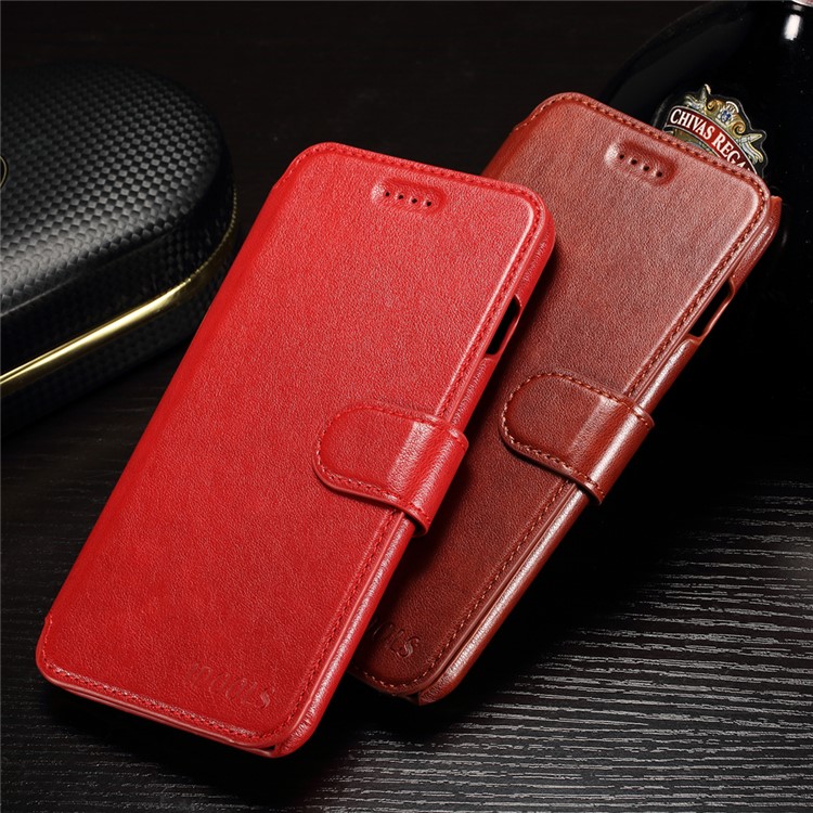 IDOOLS Oil Wax Leather Wallet Stand Case for iPhone 7 Plus - Red-5