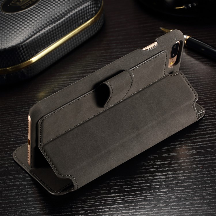 IDOOLS Retro Matte Leather Wallet Stand Case for iPhone 7 Plus - Black-4