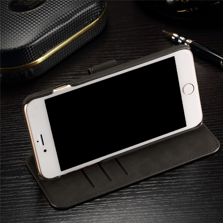 IDOOLS Retro Matte Leather Wallet Stand Case for iPhone 7 Plus - Black-5