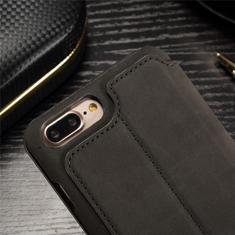 IDOOLS Retro Matte Leather Wallet Stand Case for iPhone 7 Plus - Black-7