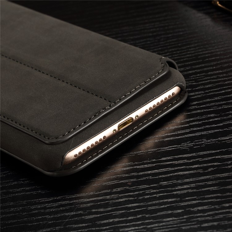 IDOOLS Retro Matte Leather Wallet Stand Case for iPhone 7 Plus - Black-8