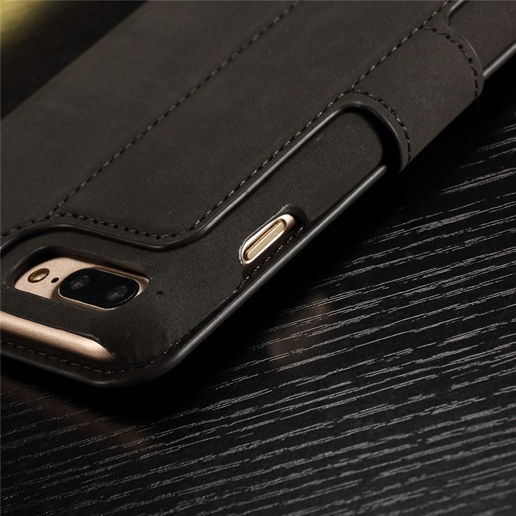 IDOOLS Retro Matte Leather Wallet Stand Case for iPhone 7 Plus - Black-9