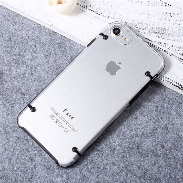 Luminous Glow TPU Edges Clear Acrylic Phone Case for iPhone 7 4.7 inch - Black-1