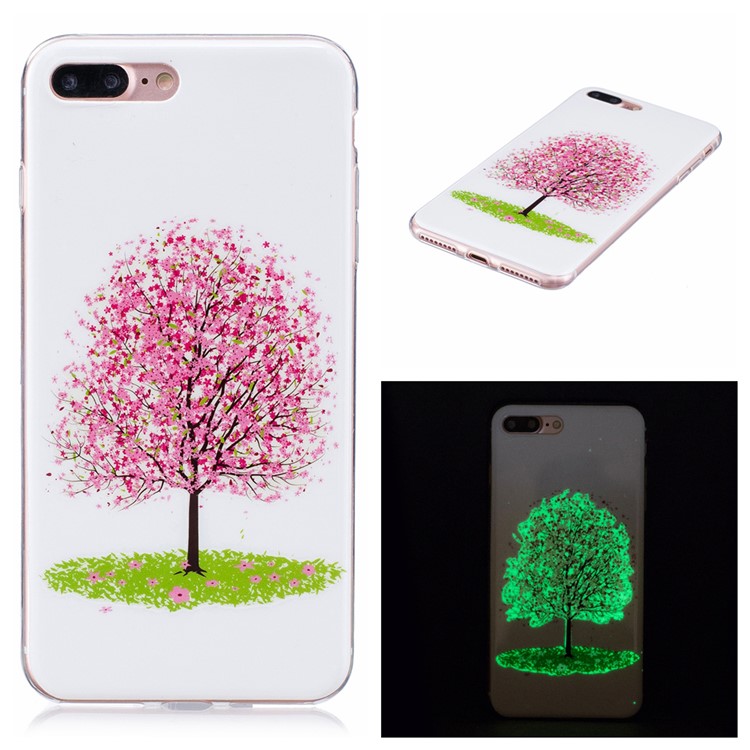 

Noctilucent IMD TPU Mobile Phone Shell for iPhone 8 Plus / 7 Plus 5.5 inch - Pink Flower Tree