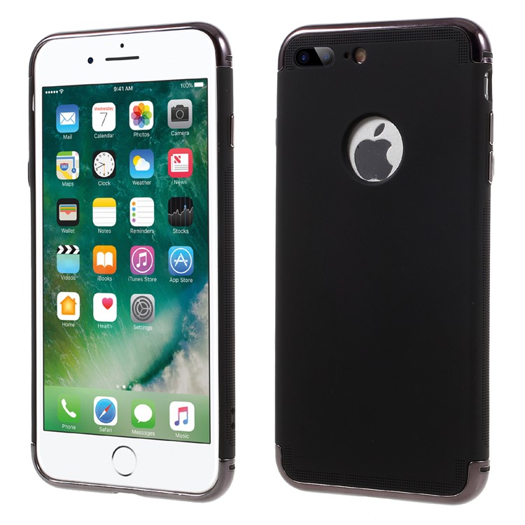 BARANAR Soft TPU Cellphone Case for iPhone 7 Plus with Plated Hard Edges - Black-1