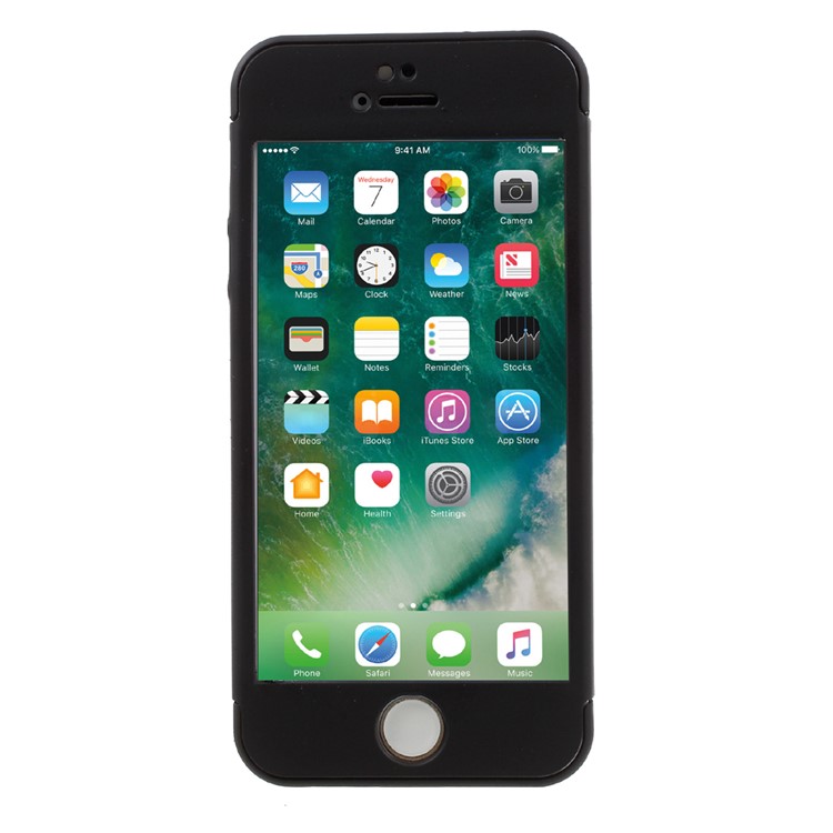 360-Grad-Vollschutz-PC-Gehäuse + Hartglas-Displayschutzfolie Für Das IPhone SE / 5s / 5 - Schwarz-2