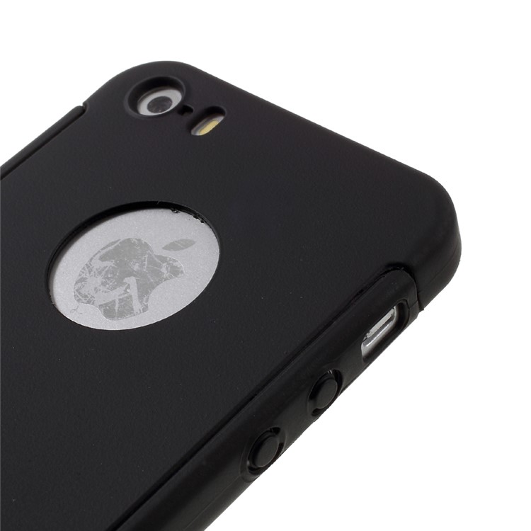 360-Grad-Vollschutz-PC-Gehäuse + Hartglas-Displayschutzfolie Für Das IPhone SE / 5s / 5 - Schwarz-3