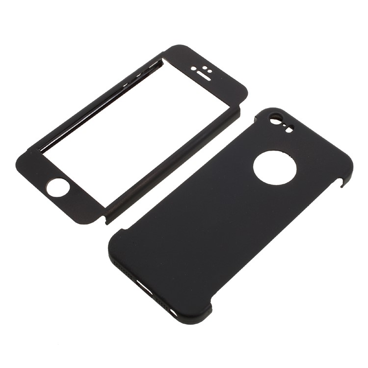 360-Grad-Vollschutz-PC-Gehäuse + Hartglas-Displayschutzfolie Für Das IPhone SE / 5s / 5 - Schwarz-5