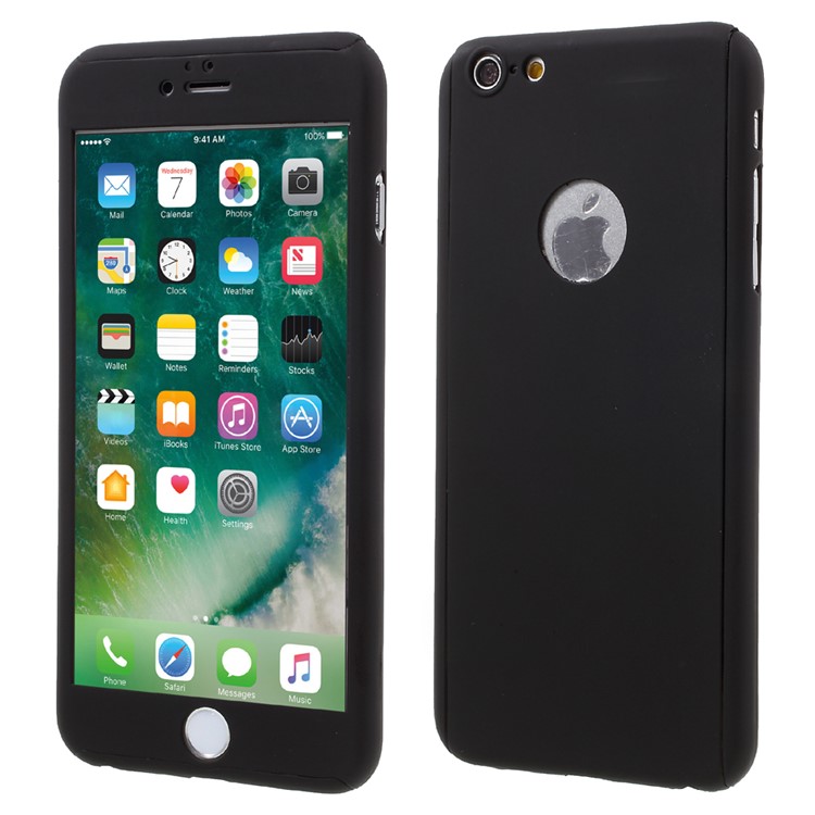 Full Protector 2-Piece Plastic Case + Tempered Glass Screen Film for iPhone 6s/6 4.7 - Black-1