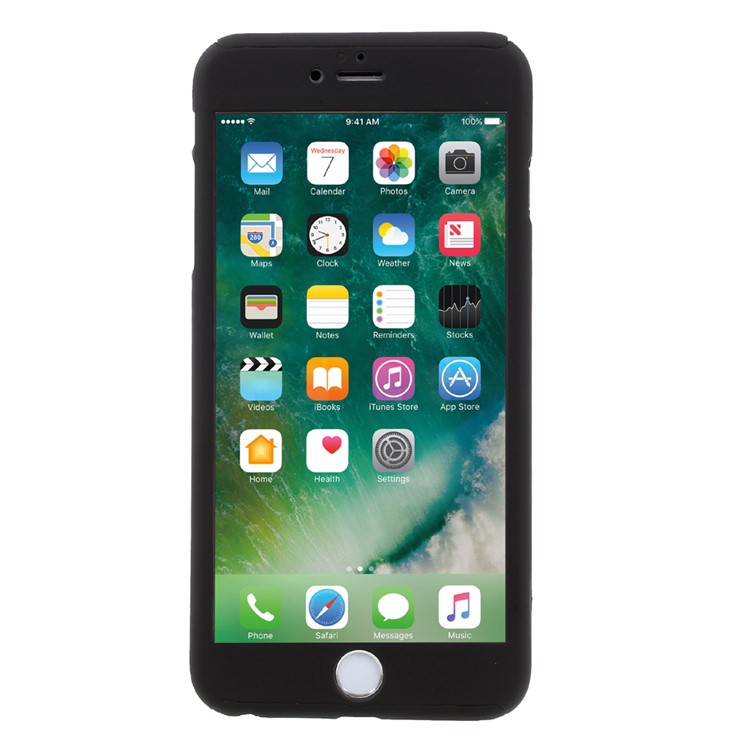 Full Protector 2-Piece Plastic Case + Tempered Glass Screen Film for iPhone 6s/6 4.7 - Black-2