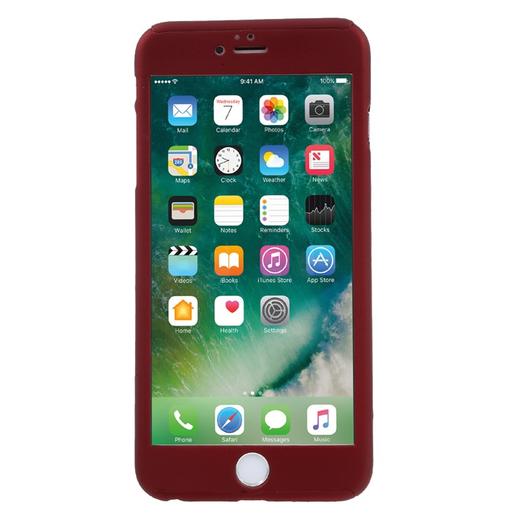 

360 Degree Full Protection PC Phone Case for iPhone 6s Plus / 6 Plus with Screen Protector - Red