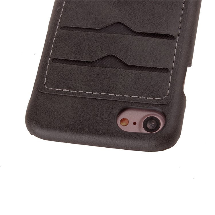 2 Card Holders Leather Coated PC Hard Case for iPhone 7 4.7 inch - Dark Grey-8
