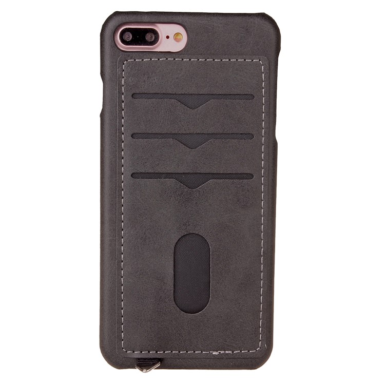 3 Card Holders Leather Skin PC Phone Case for iPhone 7 Plus 5.5 inch - Dark Grey-2