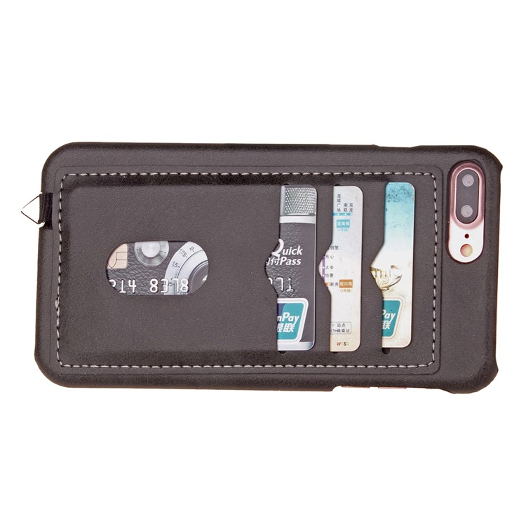 3 Card Holders Leather Skin PC Phone Case for iPhone 7 Plus 5.5 inch - Dark Grey-6