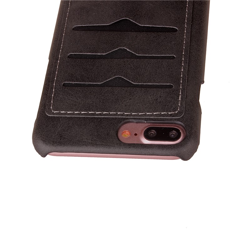 3 Card Holders Leather Skin PC Phone Case for iPhone 7 Plus 5.5 inch - Dark Grey-8
