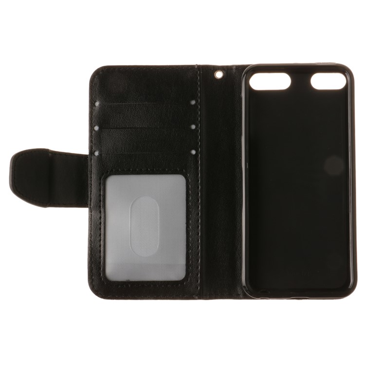 Imprint Maple Leaves Leather Wallet Case for iPod Touch 6/5 - Black-11