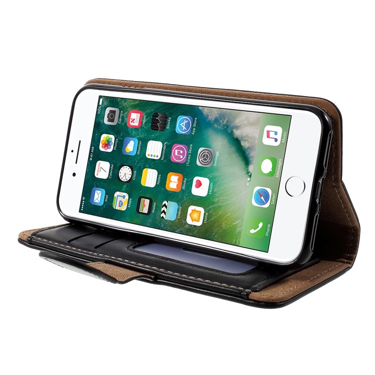 2-in-1 Split Leather Magnetic Wallet Shell for iPhone 7 with Removable Phone Case Inside - Black-3
