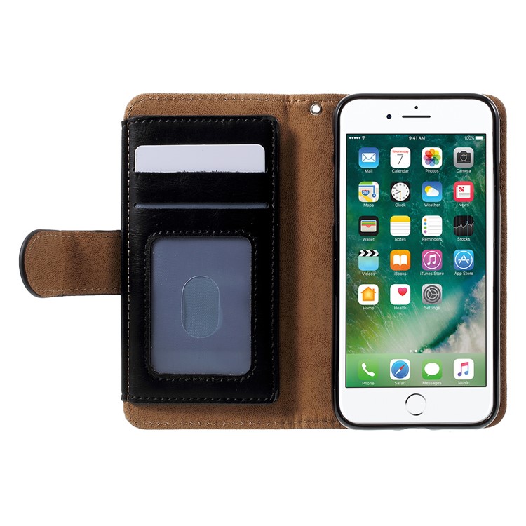 2-in-1 Split Leather Magnetic Wallet Shell for iPhone 7 with Removable Phone Case Inside - Black-5