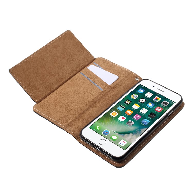 2-in-1 Split Leather Magnetic Wallet Shell for iPhone 7 with Removable Phone Case Inside - Black-6