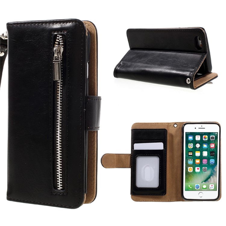 2-in-1 Magnetic Wallet Split Leather Case for iPhone 6s Plus / 6 Plus with Inner TPU Back Cover - Black-1