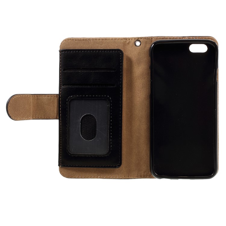 2-in-1 Magnetic Wallet Split Leather Case for iPhone 6s Plus / 6 Plus with Inner TPU Back Cover - Black-17
