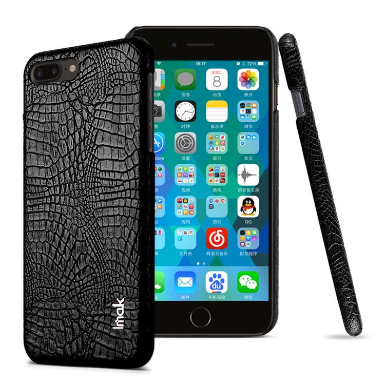 IMAK Ruiyi Series for iPhone 7 Plus Crocodile Leather Coated PC Phone Cover - Black-1