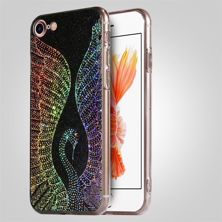 Dazzling 3D Swan Pattern Plating Mobile Phone Case for iPhone 7 (Acrylic + TPU) - Black-1