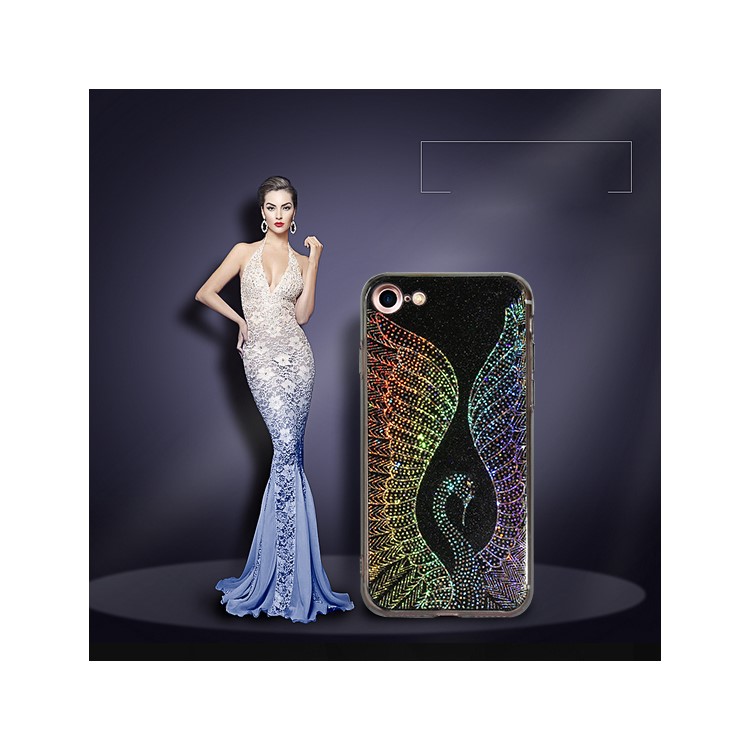 Dazzling 3D Swan Pattern Plating Mobile Phone Case for iPhone 7 (Acrylic + TPU) - Black-5