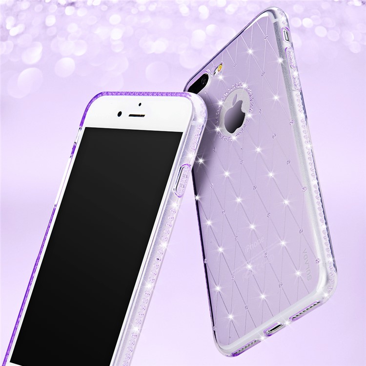 

SULADA Flexible Cell Phone Shell with Rhinestone Decoration (TPU) for iPhone 8 Plus / 7 Plus 5.5 inch - Purple