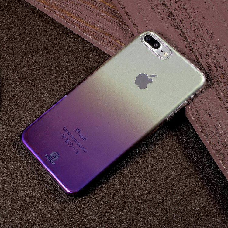 KANJIAN Clear Gradient Color Blue-ray Plastic Mobile Casing for iPhone 7 Plus - Purple-1