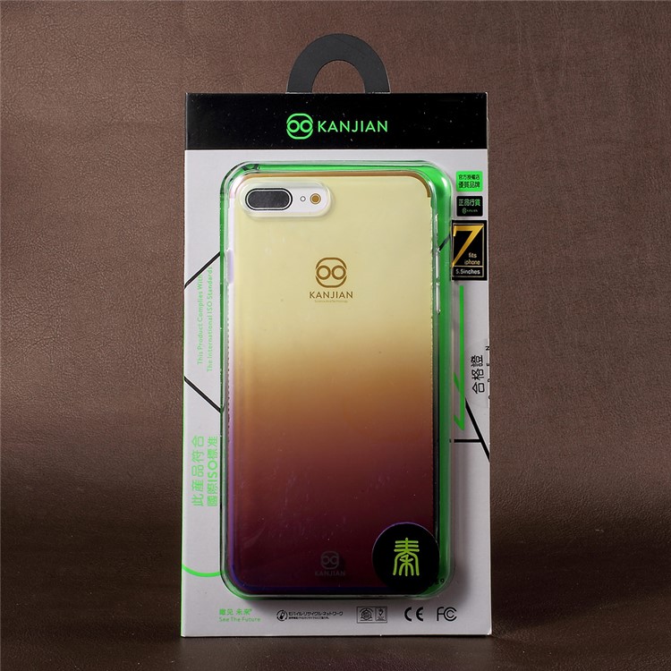 KANJIAN Clear Gradient Color Blue-ray Plastic Mobile Casing for iPhone 7 Plus - Purple-8