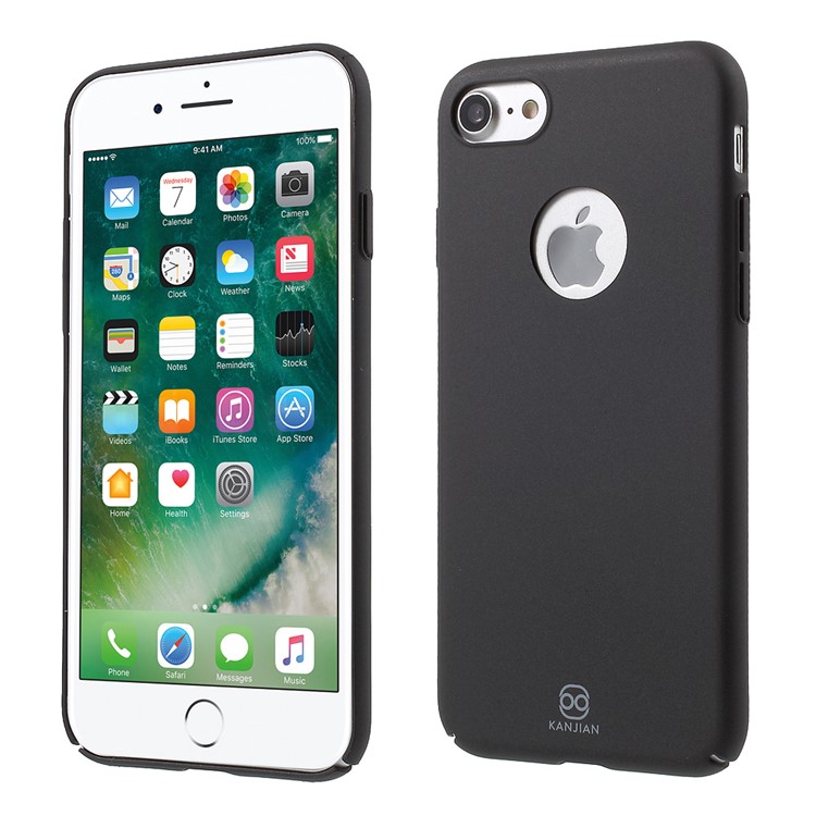 KANJIAN for iPhone 7 4.7 inch Silky Touch Rubberized PC Mobile Phone Case - Black-1