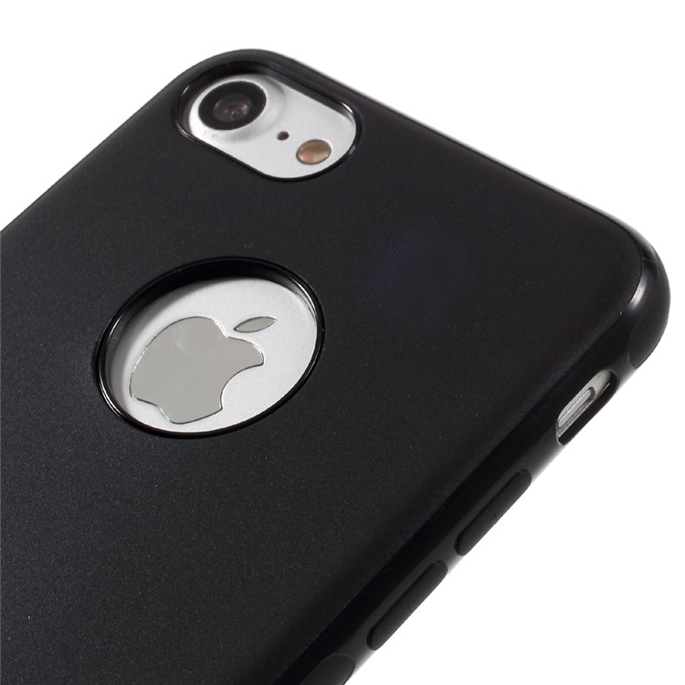 KANJIAN Matte Soft TPU Cellphone Case for iPhone 7 Built-in Magnetic Holder Metal Sheet - Black-3