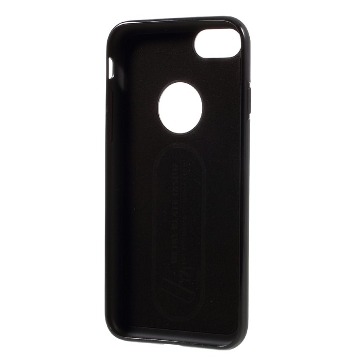 KANJIAN Matte Soft TPU Cellphone Case for iPhone 7 Built-in Magnetic Holder Metal Sheet - Black-5