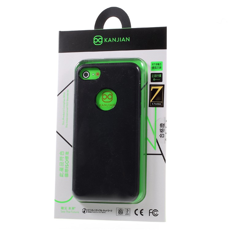 KANJIAN Matte Soft TPU Cellphone Case for iPhone 7 Built-in Magnetic Holder Metal Sheet - Black-6