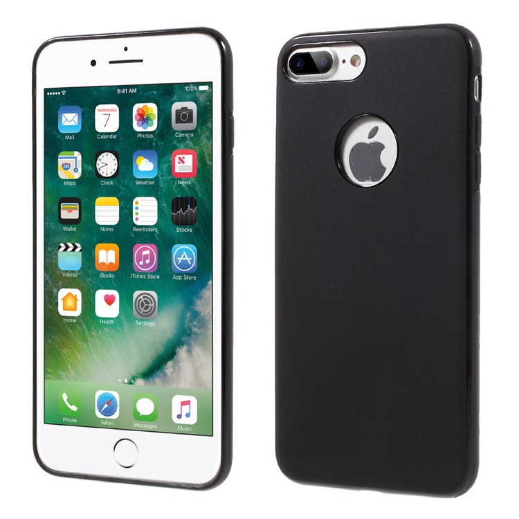 KANJIAN Matte TPU Phone Back Case for iPhone 7 Plus Built-in Magnetic Holder Metal Sheet - Black-1
