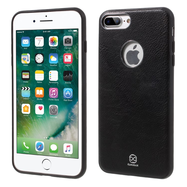 KANJIAN Crazy Horse Leather Coated PC TPU Back Cover for iPhone 7 Plus with Built-in Metal Sheet - Black-1