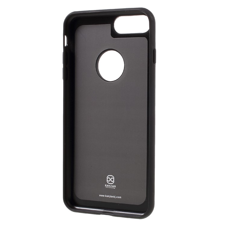 KANJIAN Crazy Horse Leather Coated PC TPU Back Cover for iPhone 7 Plus with Built-in Metal Sheet - Black-5
