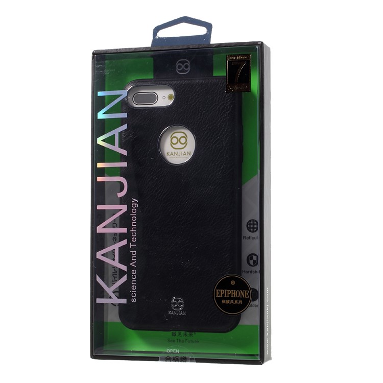 KANJIAN Crazy Horse Leather Coated PC TPU Back Cover for iPhone 7 Plus with Built-in Metal Sheet - Black-6