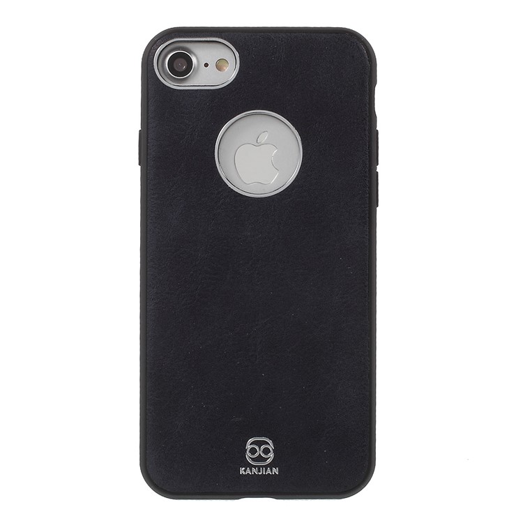 KANJIAN Crazy Horse Leather Coated PC TPU Back Cover for iPhone 7 with Built-in Metal Sheet - Black-2