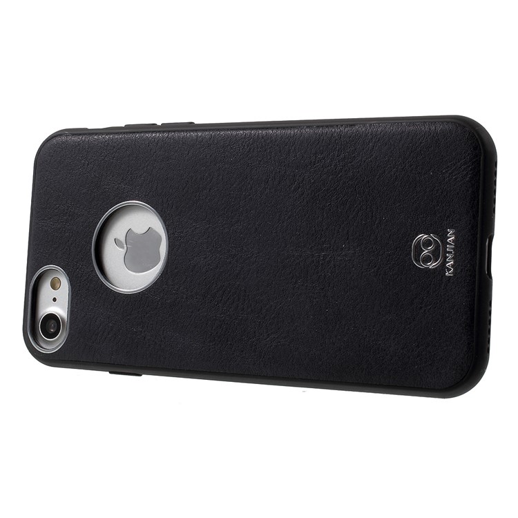 KANJIAN Crazy Horse Leather Coated PC TPU Back Cover for iPhone 7 with Built-in Metal Sheet - Black-3