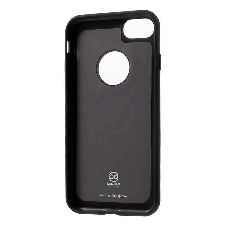 KANJIAN Crazy Horse Leather Coated PC TPU Back Cover for iPhone 7 with Built-in Metal Sheet - Black-4
