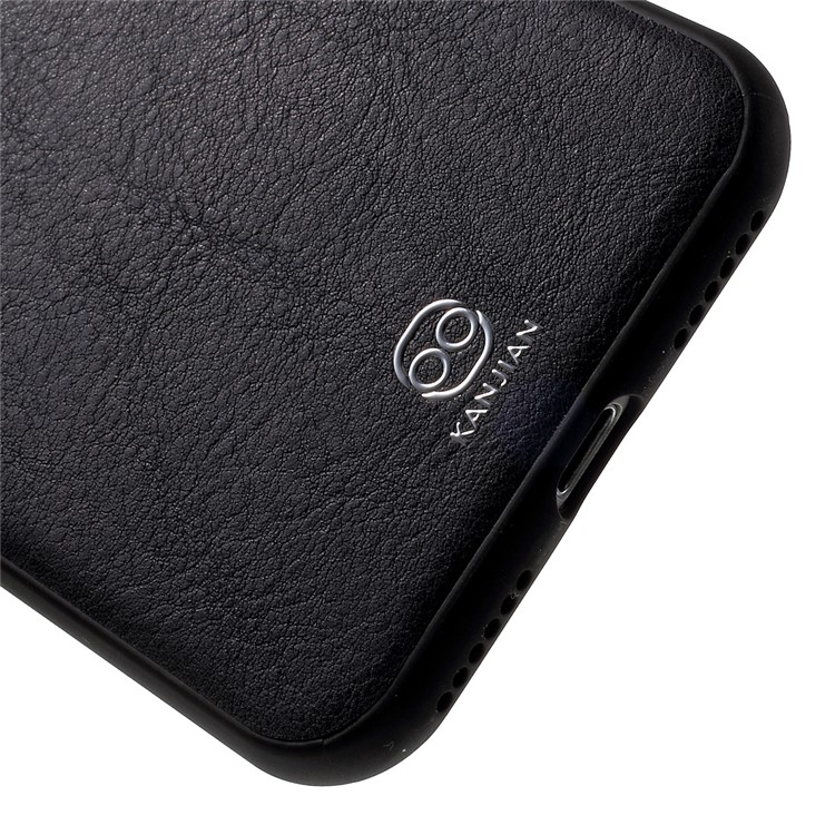 KANJIAN Crazy Horse Leather Coated PC TPU Back Cover for iPhone 7 with Built-in Metal Sheet - Black-5