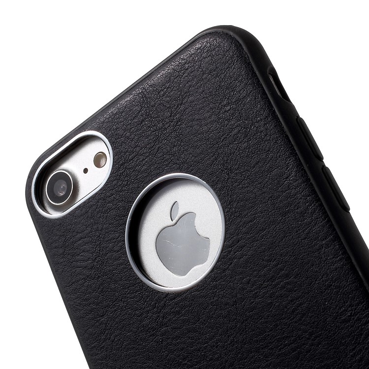 KANJIAN Crazy Horse Leather Coated PC TPU Back Cover for iPhone 7 with Built-in Metal Sheet - Black-6