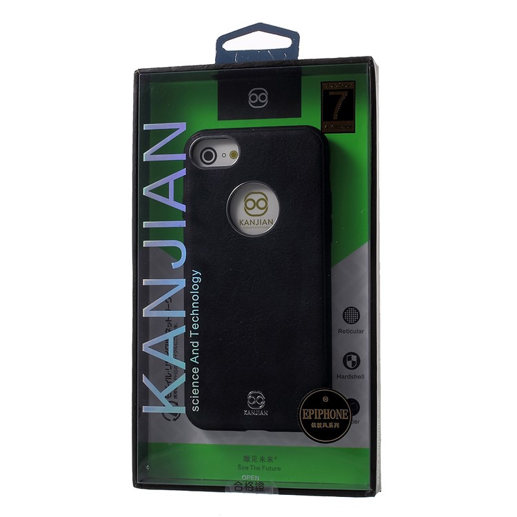 KANJIAN Crazy Horse Leather Coated PC TPU Back Cover for iPhone 7 with Built-in Metal Sheet - Black-8