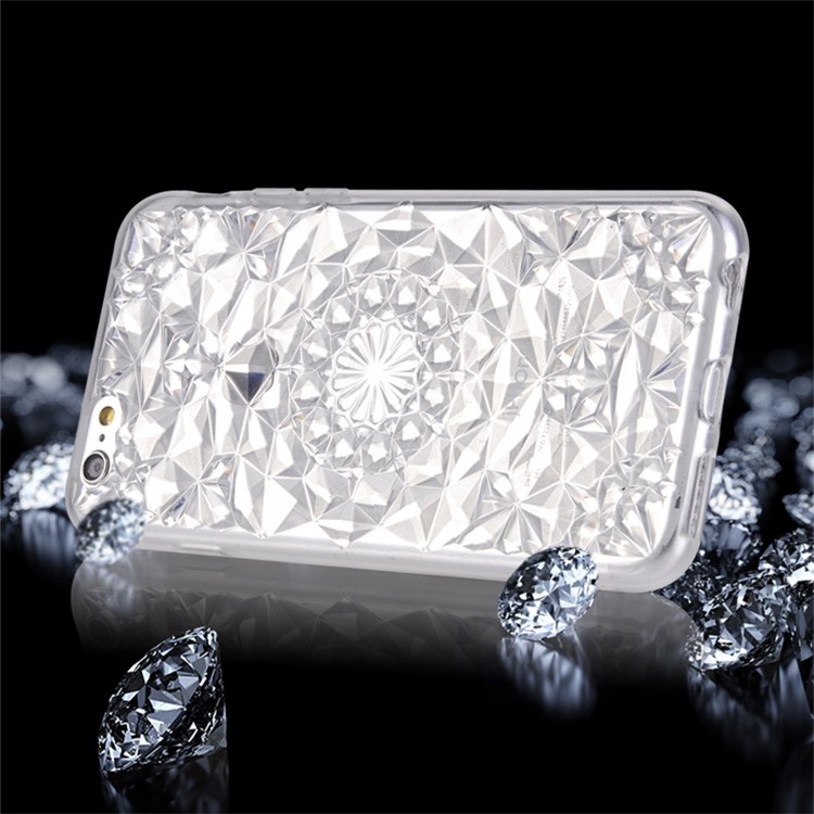 SULADA 3D Diamond Pattern Glittery TPU Cell Phone Case for iPhone 6s Plus / 6 Plus - White-2