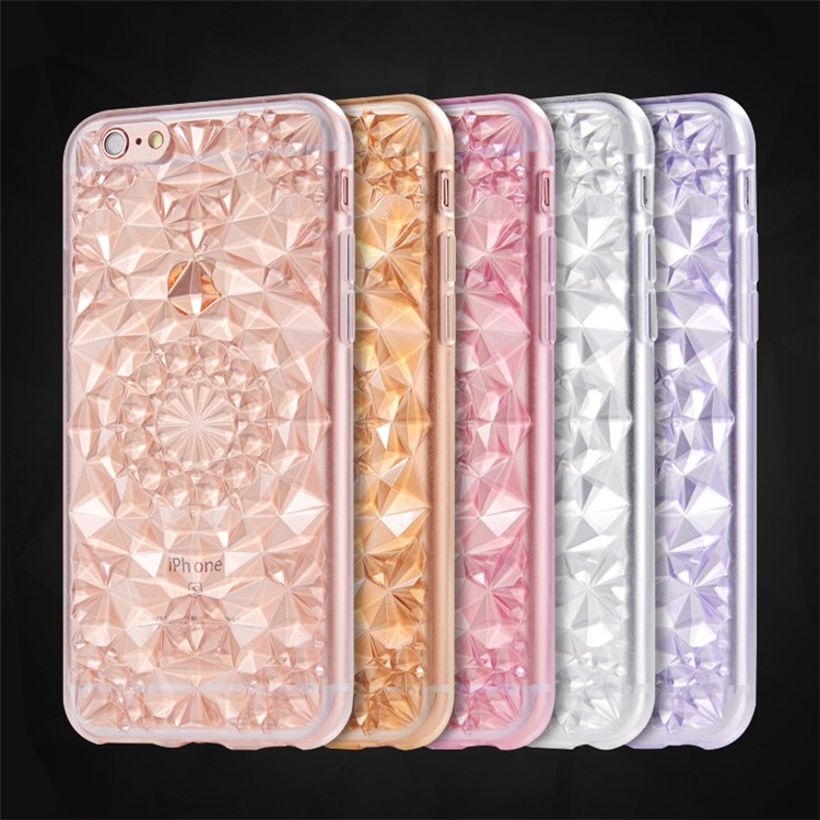 SULADA 3D Diamond Pattern Glittery TPU Cell Phone Case for iPhone 6s Plus / 6 Plus - White-5