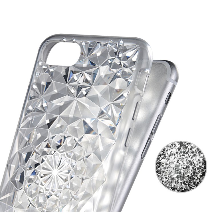 SULADA Luxury Crystal Sparkle 3D Diamond-shaped Design Flexible TPU Protective Case for iPhone 7 Plus - White-3